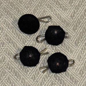 Vintage Black Fabric Tuxedo Shirt Studs Set of 4 Formal Dress Shirt Stud Buttons